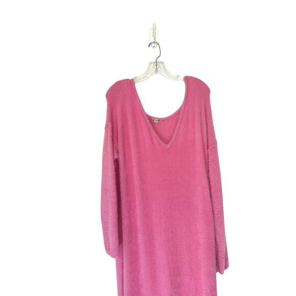 Intimately Free People Pink Fuzzy Girls Night In Maxi Pullover Dress Size Medium - Picture 4 of 13